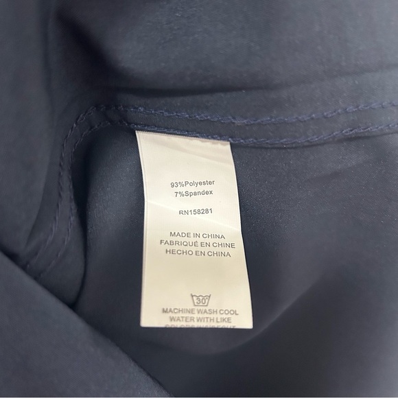 Tom Baine Navy Slim Fit 4-Way Stretch Wrinkle Free Button Down Top NWT Small - Picture 6 of 6